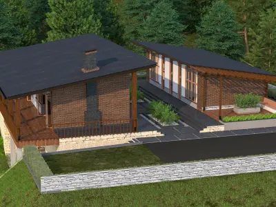 Exterior Scene Modern Architectural Design Low-poly 3D model