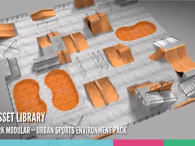 Skate Park Modular Urban Sports Environment Pack 3D model