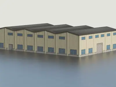 Modern industrial warehouse  Low-poly 3D model