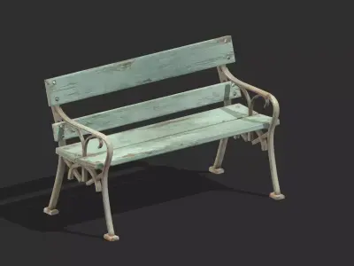 Bench 09 Low Poly PBR Realistic Low-poly 3D model purchase