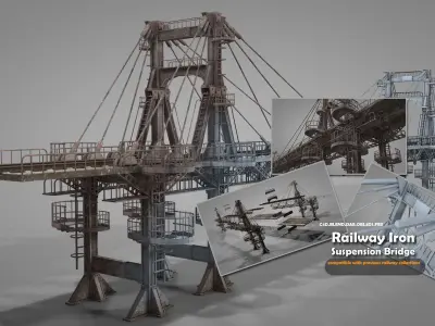 Railway Suspension Bridge 3D model