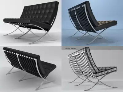 Seat barcelona lounge chair 3D model