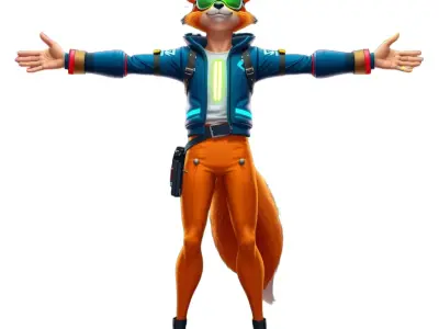 Futuristic Fox Hero model pack Low-poly 3D model