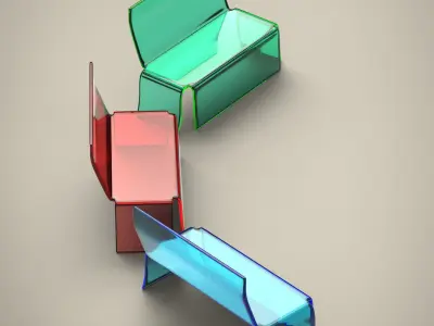 Glass Bench Low-poly 3D model