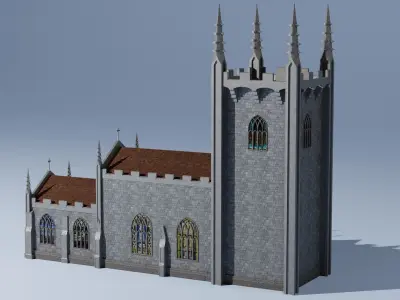 Gothic Church Low-poly 3D model
