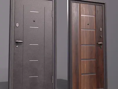 8 doors and 8 door jambs Low-poly 3D model