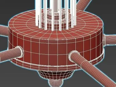 lumien chandelier with metal baskets hanging from it 3D model