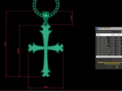 Light Gold 18K Cross Pendant 1CP025 3D print model purchase