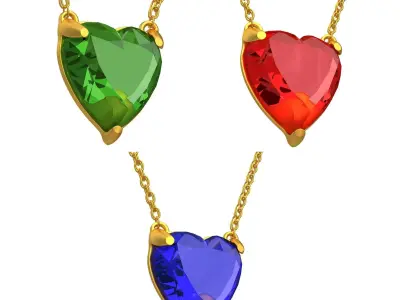 GEMSTONE HEART PENDANT Collection 3D model