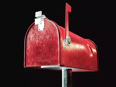 American Style Mailbox 3D Game Asset Rigged and  Animated Low-poly 3D model