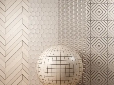 4K Marca Corona 4D Ceramic Tiles texture - 5 Patterns - Seamless Texture