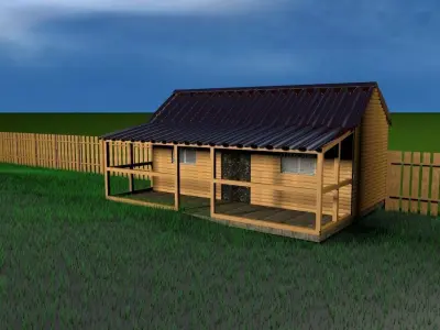 House cabin with metal roof 3D print model