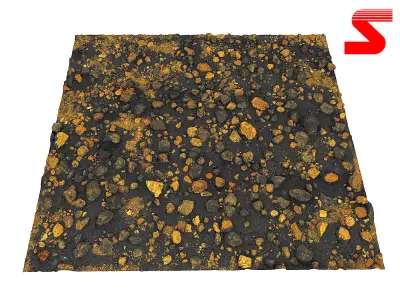 Desert of golden stones Low-poly 3D model