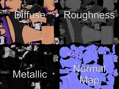 Athletic Female Character Rigged and Animated Low-poly 3D model