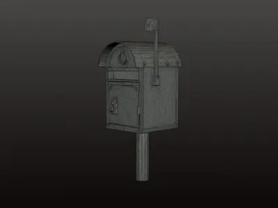 Realistic 3D Model Render Old Metal Mailbox 3D model