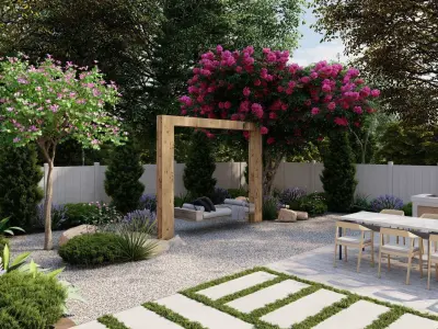 Garden Landscape 3D Model - SketchUp and Lumion Scene 3D model 3D model