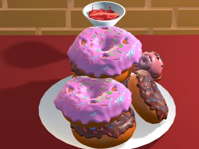 Doughnuts  Low-poly 3D model