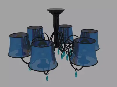 Lamps chandelier with shades 3D model