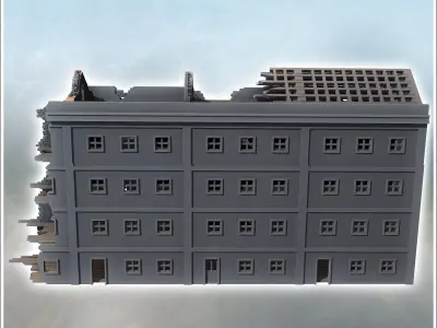 Pavlovs Houses three-story ruined buildings Stalingrad USSR 38 - 3D print model
