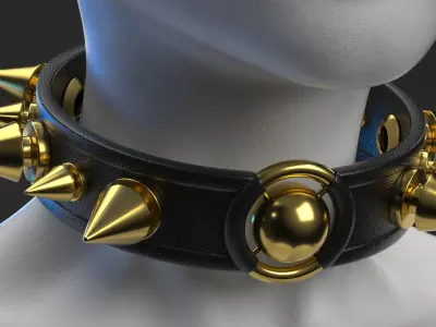 Cyberpunk Accessories Spike Choker Necklace 3D model