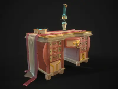 Stylish Magician Alchemist Table Oil Lamp Low-poly 3D model
