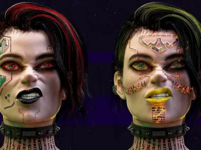 5 Cyber Skin Smart Material Brushes For SubstancePainter VOL04  3D model