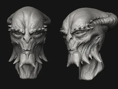 12 Aliens Heads 3D model
