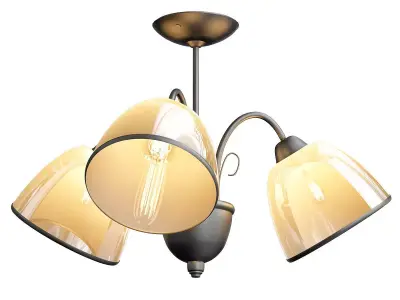 Lustra three light ceiling fixture with glass shades 3D model