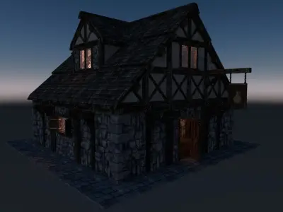 Medieval City House 01 Low-poly 3D model