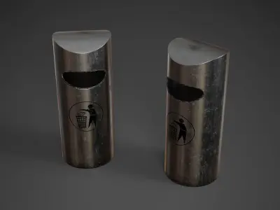 Street Trash Bin Game-Ready Low-poly 3D model