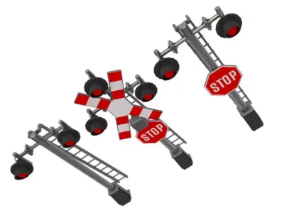 Rail Crossing Traffic Light Pack 3D model