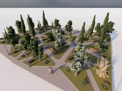 public park-Private Park Landscape 3D model
