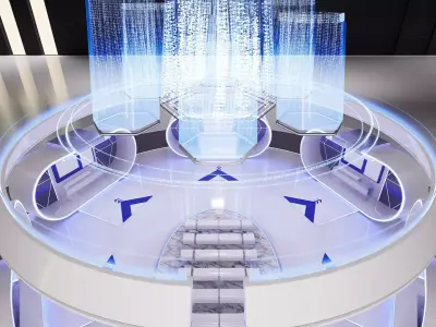 Futuristic Holographic Exhibition Hall Low-poly 3D model