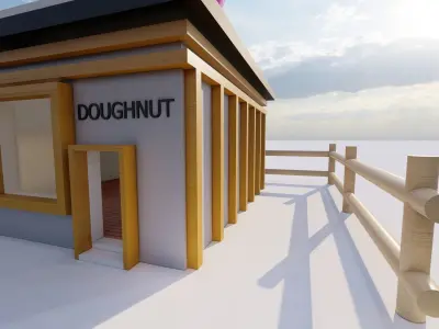 Doughnut place Low-poly 3D model