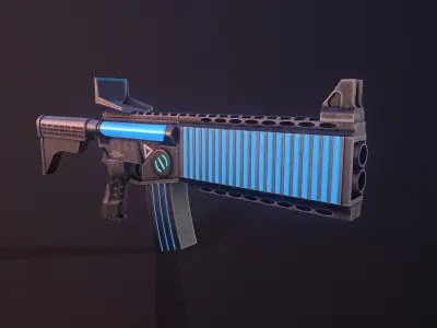 Sci-Fi Blue Knight Riffle  Low-poly 3D model