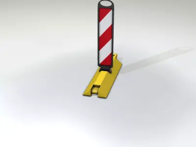 Yellow guide barrier 17 pointing right 628-10 Low-poly 3D model