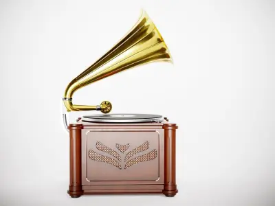 Vintage wooden gameready pbr  gramophone player rf1 Low-poly 3D model