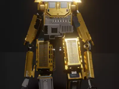 SCIFI Mecha Golden Robot Low-poly 3D model