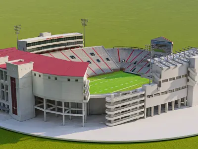 Vaught Hemingway Stadium Low-poly 3D model