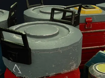 Sci Fi containers Low-poly 3D model