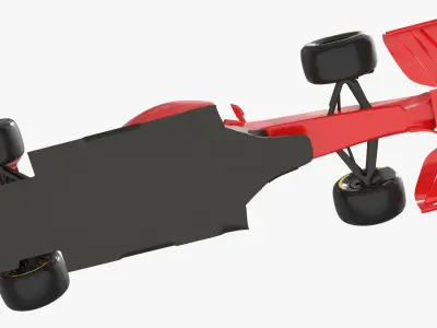  Formula One Racing Car with Rear Wing Red Rigged for Cinema 4D 