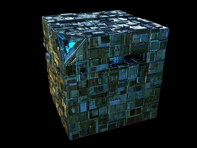 Borg Cube Space Station Ship Box Lowpoly Low-poly 3D model