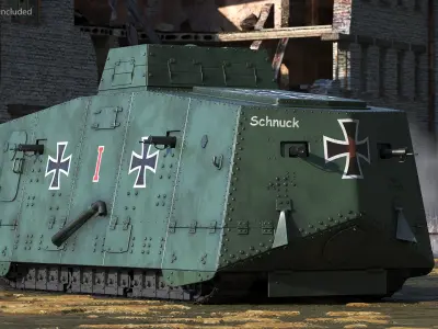  Sturmpanzerwagen A7V Deutscher WW1 Panzer Rigged 