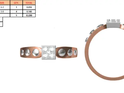 Light Weight Wedding Engagement Women Ring STL JCD Details 3D print model 26