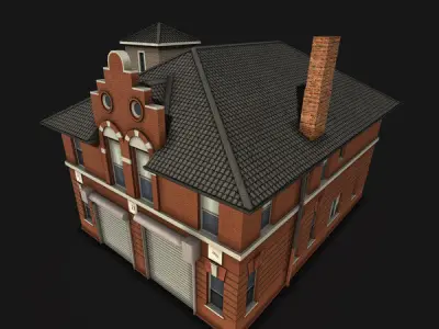 Fire Department Building Low-poly 3D model