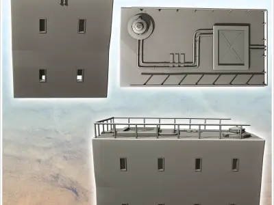 Futuristic prison with armored doors and outdoor streetlights 19 3D print model