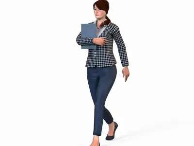 Business Woman Character rigged Low-poly 3D model