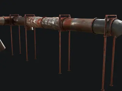 Hot Steam Pipe Low-poly 3D model