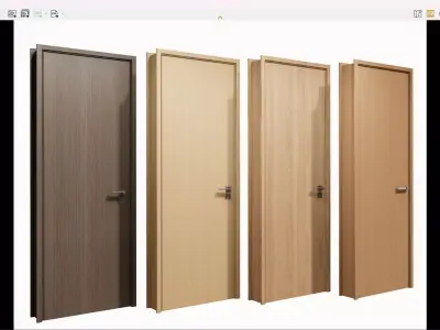 door Modern Wooden Interior Door with Furniture architectural 3D model
