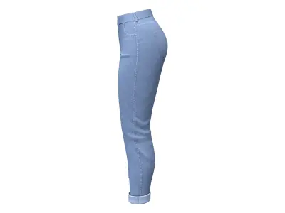 Ladies Boyfriend Jeans Pants Low-poly 3D model